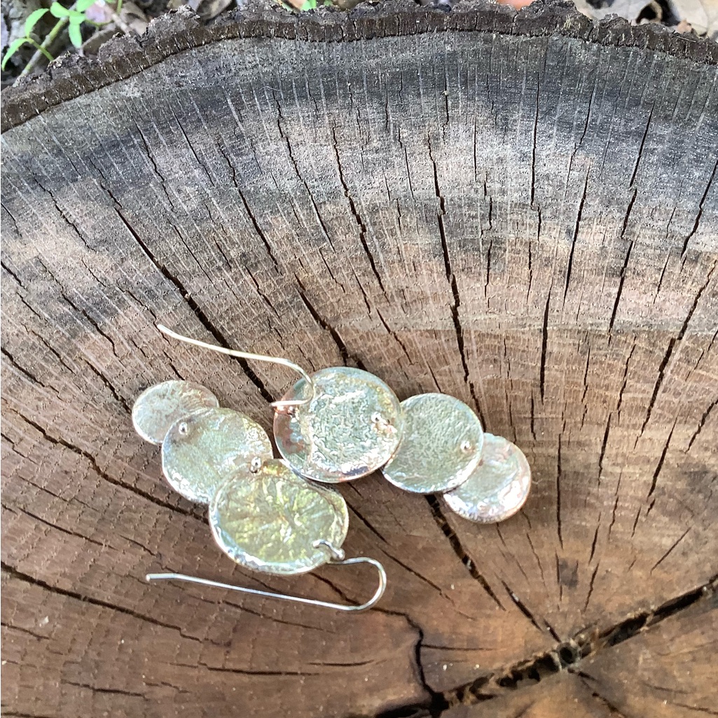 Fused Sterling Silver On Copper Earrings By Sandy Robinson Jewelry